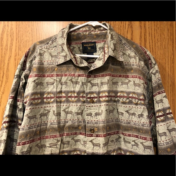 Rare Woolrich Deer Button Down Shirt Top XL - Picture 2 of 6